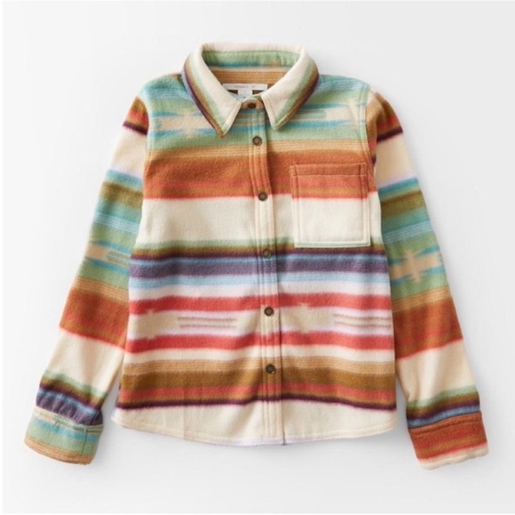 O'Neill Kids Fleece Striped Button Down Shirt - Multicolor - Picture 3 of 12